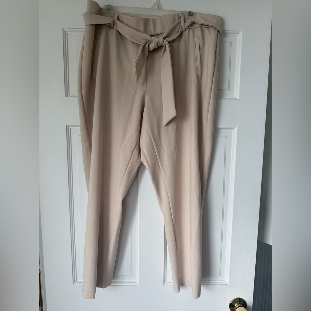 Jules & Leopold S Cream Tie-Waist ankle pants Pants 1x